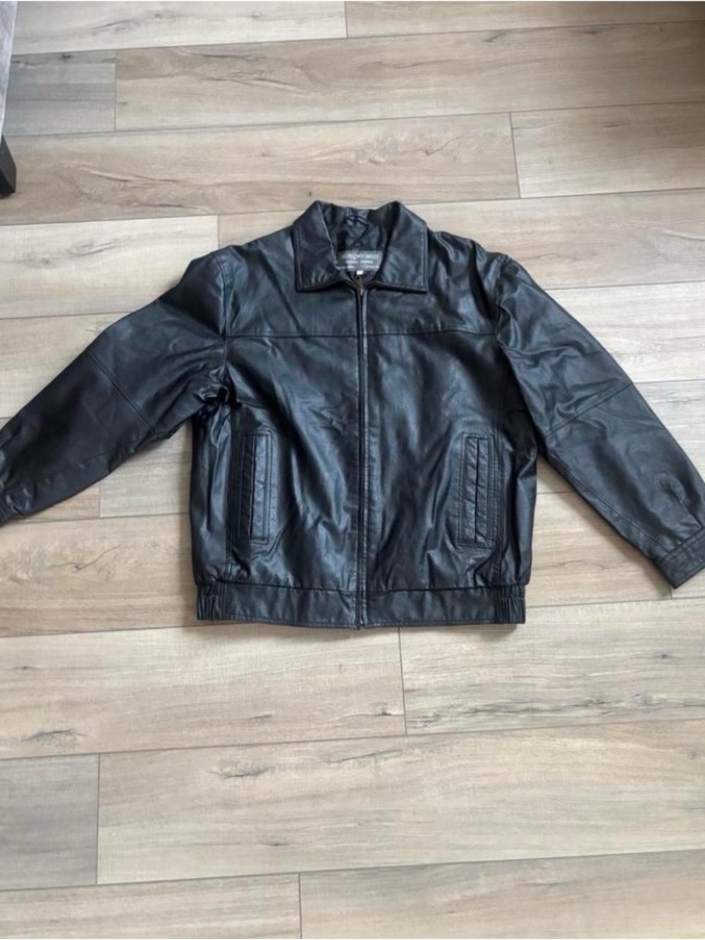 Men's Black Leather Zip-Up Jacket